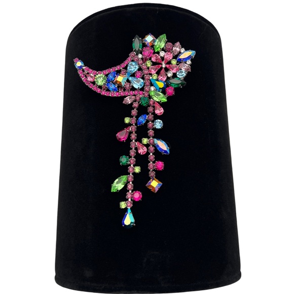 🌟NICKY BUTLER Fashion Multi Crystal Cornucopia Drop Brooch Limited NEW - Picture 3 of 14